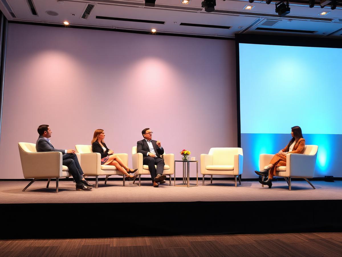 Panel discussion on a conference stage organised in Abu Dhabi
